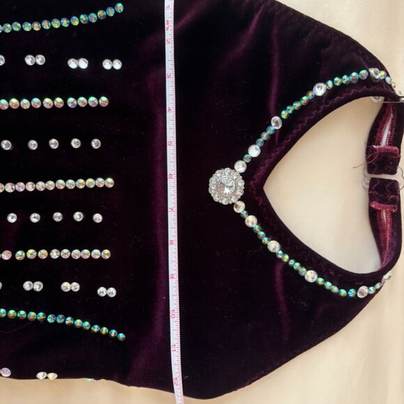 Purple Halter - Jazz Age Velvet Figure Skating Dress + Custom Crystals - XS/S - Picture 8 of 14